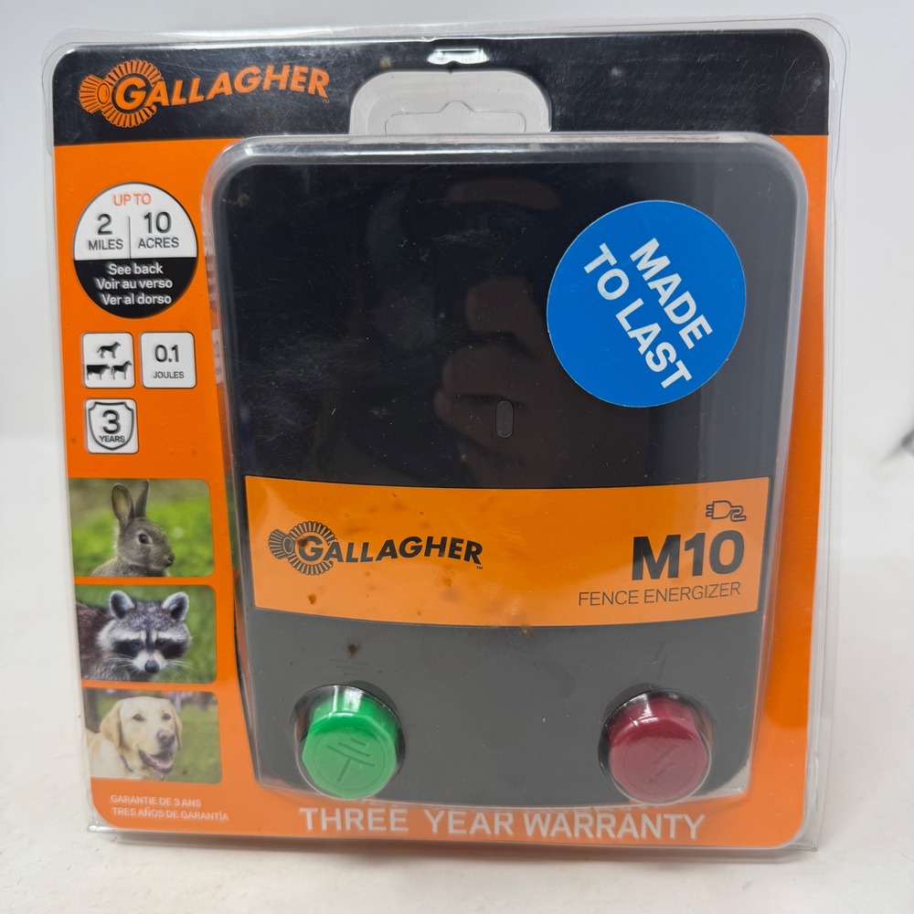 Gallagher M10 Fence Energizer Electric Fence Charger 0.1 Joule 2 Mile‎ 10 Acre